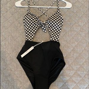 brand new gingham one piece bathing suit